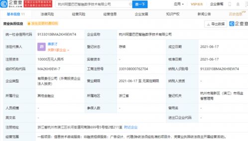 阿里巴巴成立智融數字技術公司，注冊資本1億元加碼信息技術咨詢服務